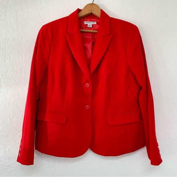 Vintage Pendleton Red Wool Double Button Blazer - Picture 2 of 15